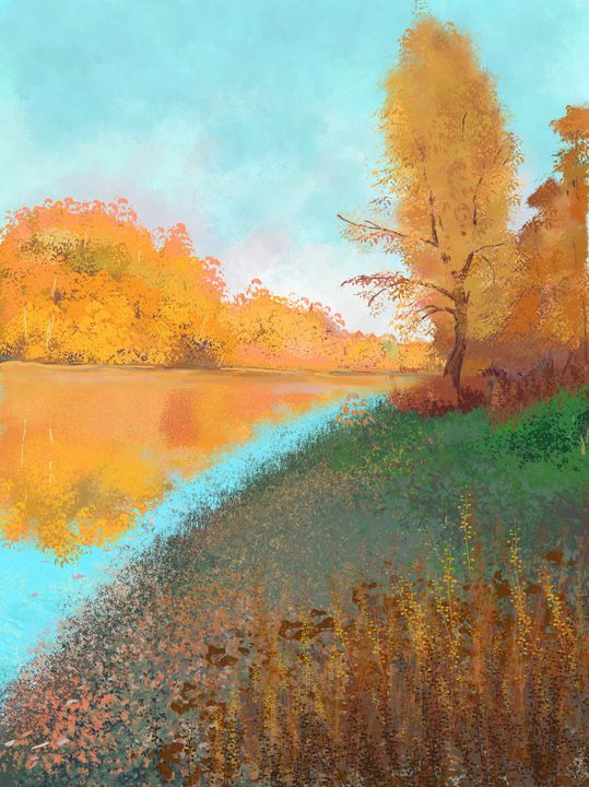 Autumn landscape with river - SychEva