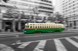 green trolley car bw - Jonathan Nguyen