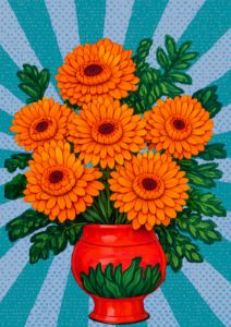 Gerbera (Daisy) Flowers Rhapsody - Firly Permata - Paintings