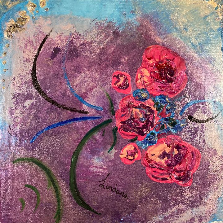 Blooms-beautiful Abstract Art on 10x10 Canvas 