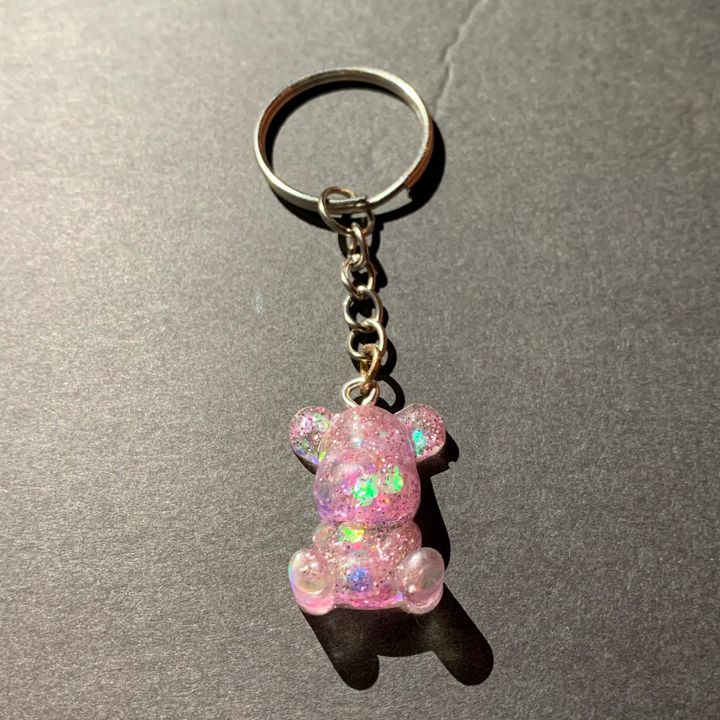 Pink Skull Heart Glitter Keychain