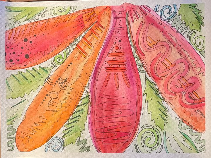 Petals and Leaves Karan S. Penton Designs Paintings & Prints, Abstract, Figurative ArtPal