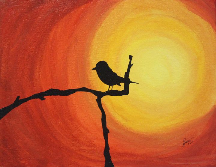 lonely bird - orangepurpleblue - Paintings & Prints, Abstract, Color -  ArtPal