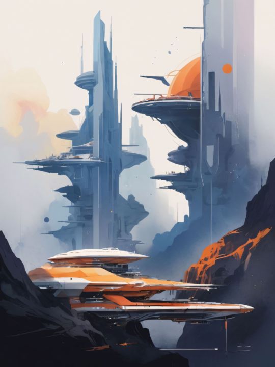 Spaceship base among the mountains - ArtsFuture - Digital Art & AI ...
