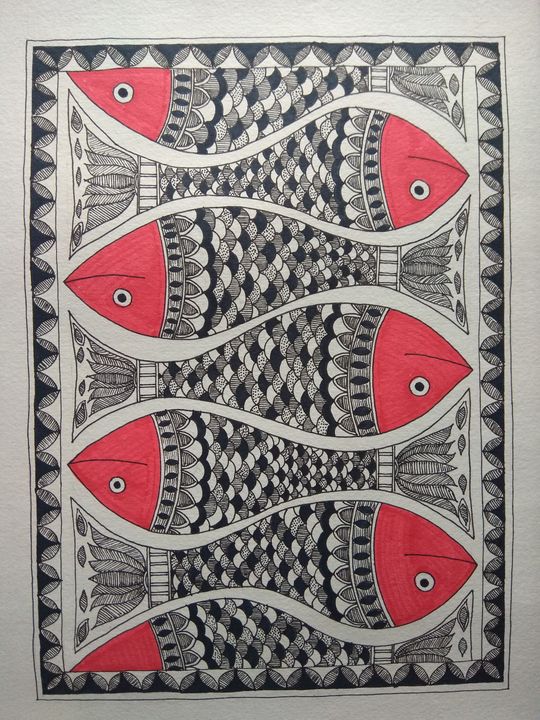 Fish - Madhubani Art - Anuradha Desikan