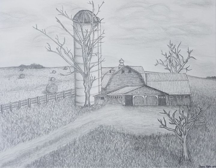 field pencil drawing
