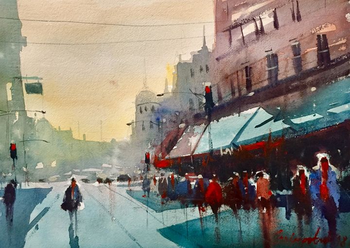 City, watercolor, sold - Radovan Vojinovic-art - Paintings & Prints ...