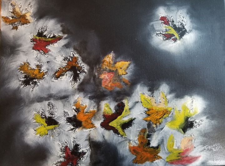 Blowing Falling Leaves - PankiwArt - Paintings & Prints, Landscapes ...