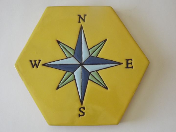 Ceramic Art Paver Tile Compass - Pacifica Tiles - Ceramics & Pottery ...