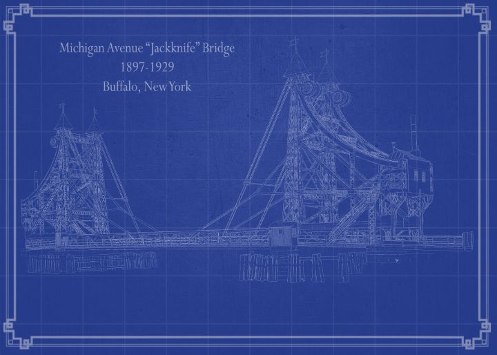 Jackknife Bridge Blueprint Art - Art by Bill Abbott