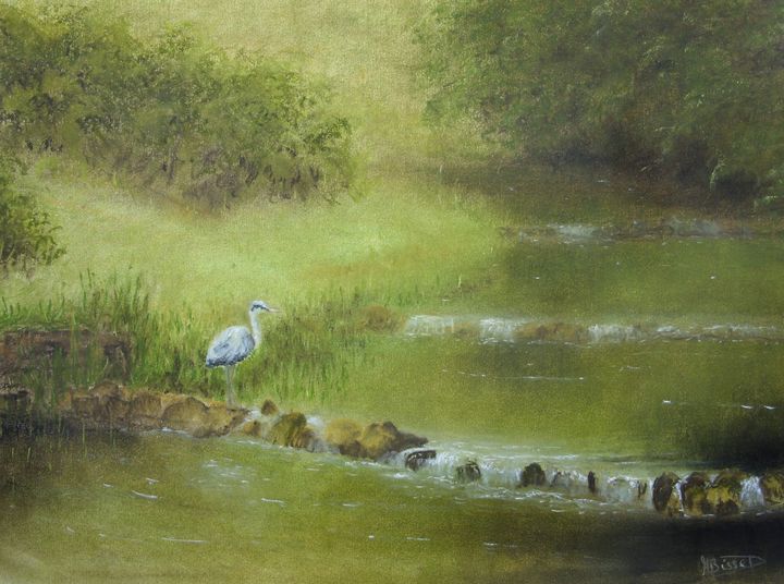 Heron on the River Dove - Arnold Bisset