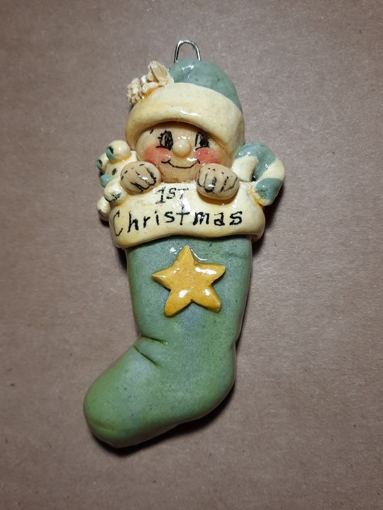 First Christmas Baby Boy Ornament - Panoramic Palette