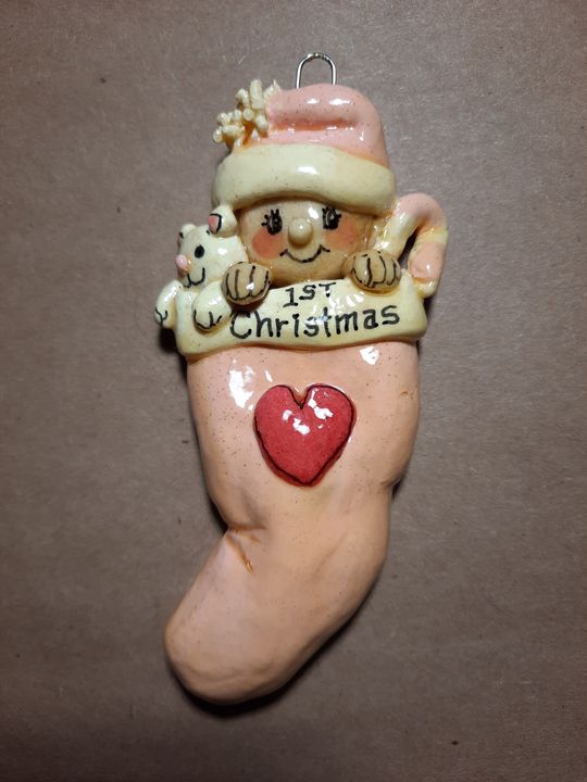 First Christmas Baby Girl Ornament - Panoramic Palette