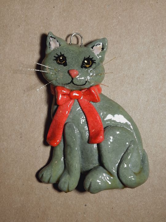 Gray Cat Christmas Ornament - Panoramic Palette - Crafts & Other Art,  Ornaments - ArtPal