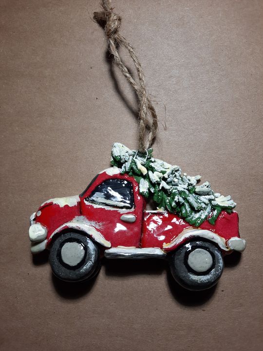 Red Truck Ornament - Panoramic Palette