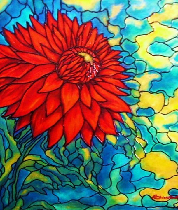 Red Flower - Art by Rae Chichilnitsky