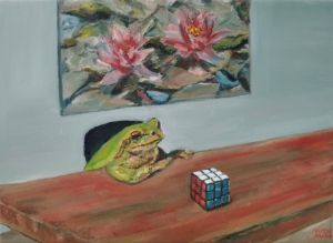 Frog, Water Lilies and Rubic's Cube - Jura Kuba Art