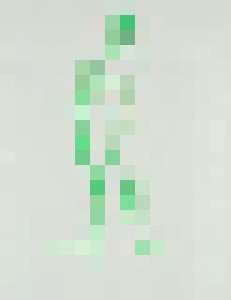 Standing nude in green