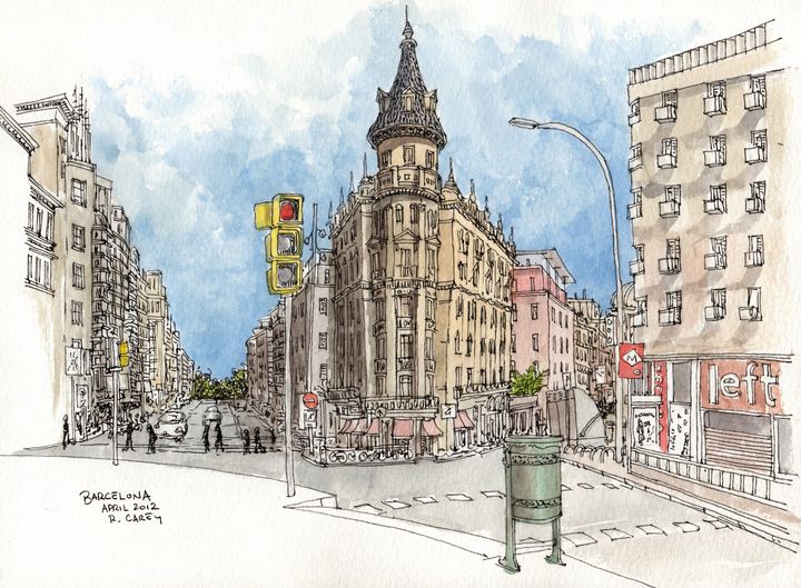 Barcelona Watercolor Sketch - Rob Carey Art