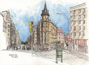 Barcelona Watercolor Sketch - Rob Carey Art