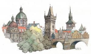 Prague Bridge Sketch - Rob Carey Art