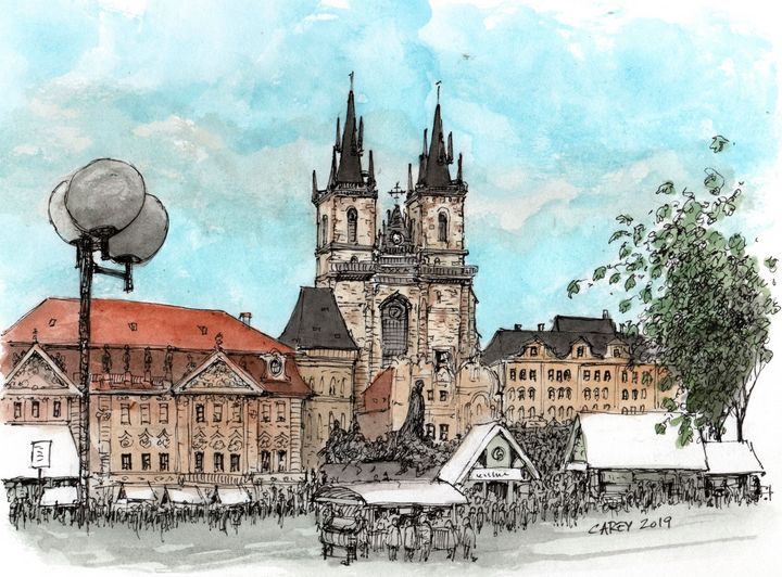 Prague Old Town Sketch - Rob Carey Art