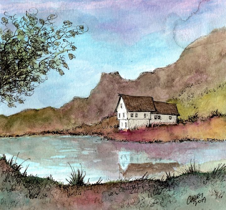 Old House by the Pond - Rob Carey Art