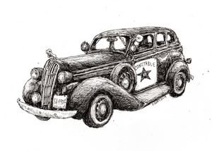 1936 Dodge Sedan U.S. Marshall - Rob Carey Art