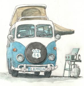 Volkswagen Bus Camper - Rob Carey Art