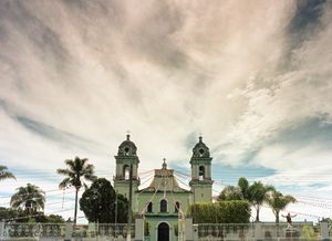 mexican colonial church and clouds - Bernardo Villar