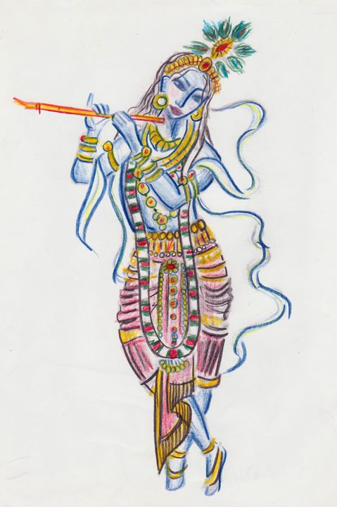 Krishna Pen Art - Sumitras - Drawings & Illustration, Ethnic, Cultural, &  Tribal, Asian & Indian, Indian - ArtPal