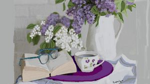 Lilacs and coffee - CAROLYN SCHUSTER