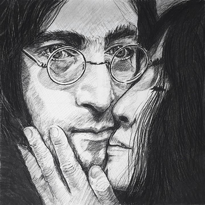 John Lennon and Yoko Ono - Charcoal - aniazmand - Paintings & Prints ...