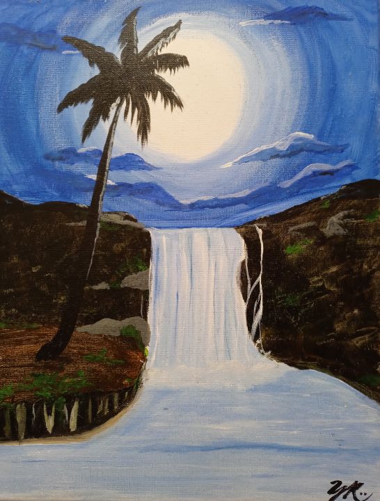 beautiful Moonlight Scenery In Ms Paint | Ms Paint | ms paint drawing | easy  drawing step by step