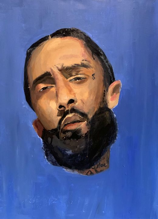 Nipsey Hussle Watercolor Portrait Print on Canvas American 