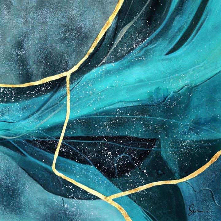 Golden Leaf Handmade Art Abby Paintings & Prints, Abstract, Other