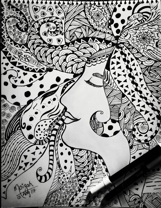 Doodle art girl pic