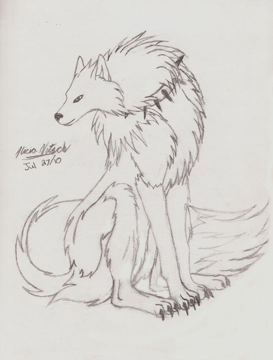 sketches of anime wolves