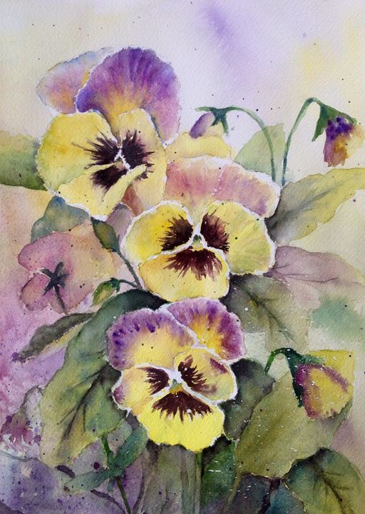 pansy watercolor painting