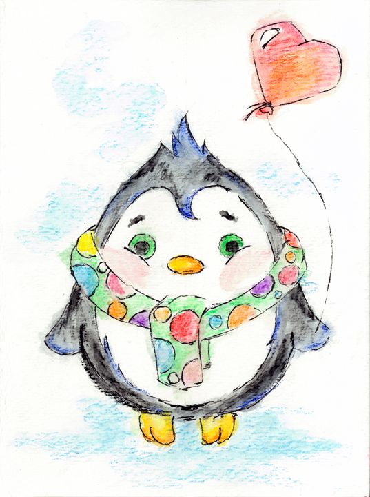 Cutie The Penguin - Nikolayvoronchuk - Paintings & Prints, Animals ...