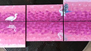 Pink Herons Triptych
