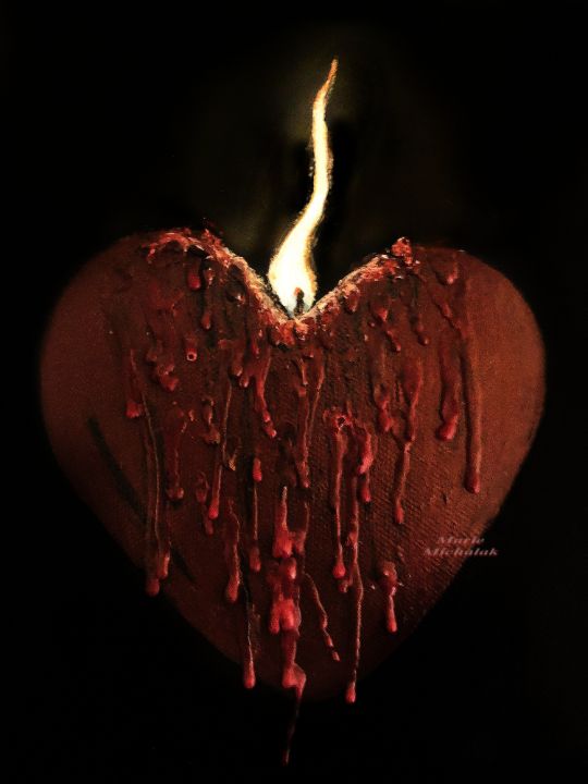 Candle Heart Flame - Red Fire Art Designs - Paintings & Prints