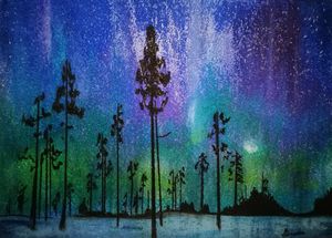 Northern Lights in the forest