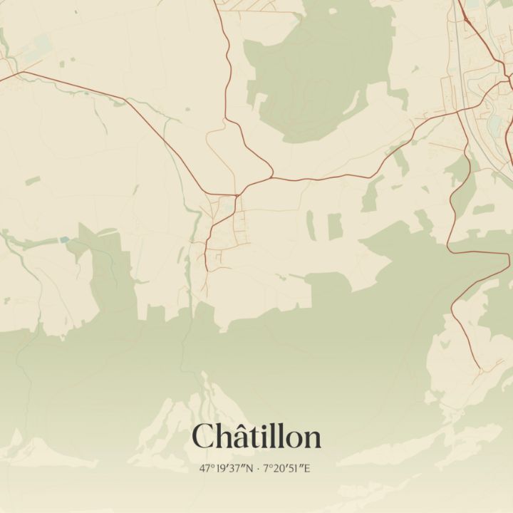 Chatillon Map Vintage map of Châtillon, Switzerlan - Rezona - Digital Art & AI ...
