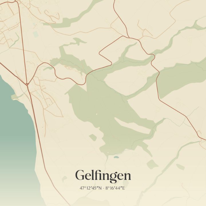 Vintage map of Gelfingen, Switzerlan - Rezona - Digital Art & AI ...