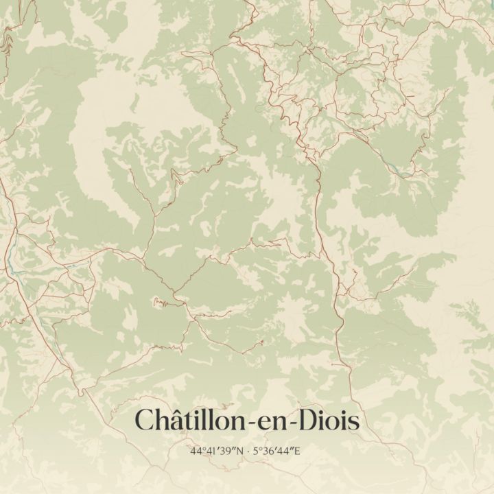 Chatillon Map Vintage map of Châtillon-en-Diois, F - Rezona - Digital Art & AI ...