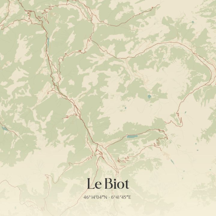 Vintage Map Of Le Biot France Rezona Digital Art AI Places 