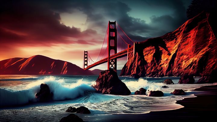 Golden Gate Bridge @ Night Ultra HD Desktop Background Wallpaper for 4K UHD  TV : Widescreen & UltraWide Desktop & Laptop : Multi Display, Dual Monitor  : Tablet : Smartphone