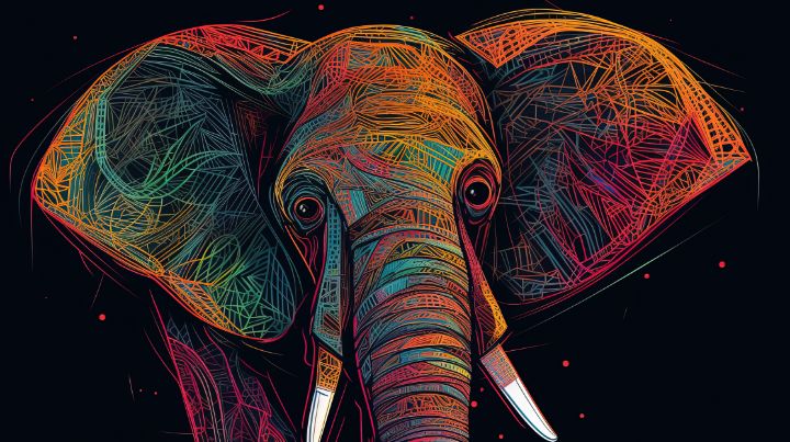 Vibrant Line Art of an Elephant - graphiXperience - Drawings ...