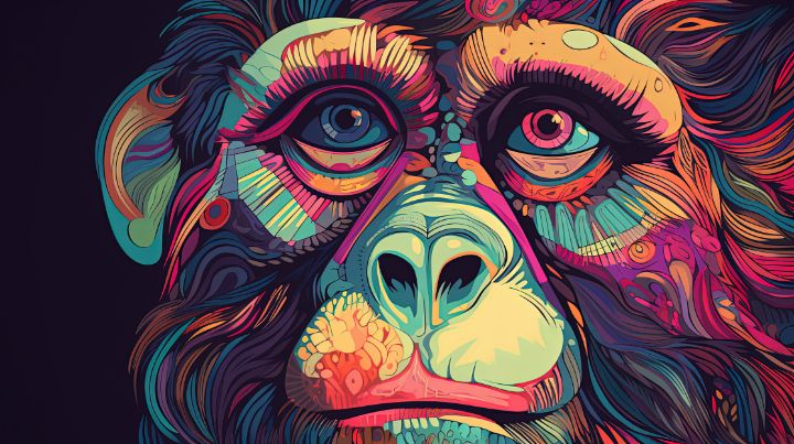 Vibrant Line Art of an Monkey - graphiXperience - Drawings ...